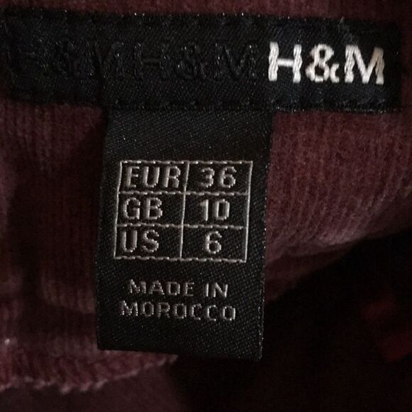 H&M Burgundy distress fade fit & flare Corduroy Skirt - Picture 4 of 5